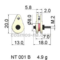 WIRE GUIDE CAGED PULLEY NT  001 - B DIMENSIONS