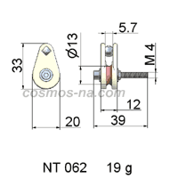 WIRE GUIDE CAGED PULEY NT - 062 DIMENSIONS